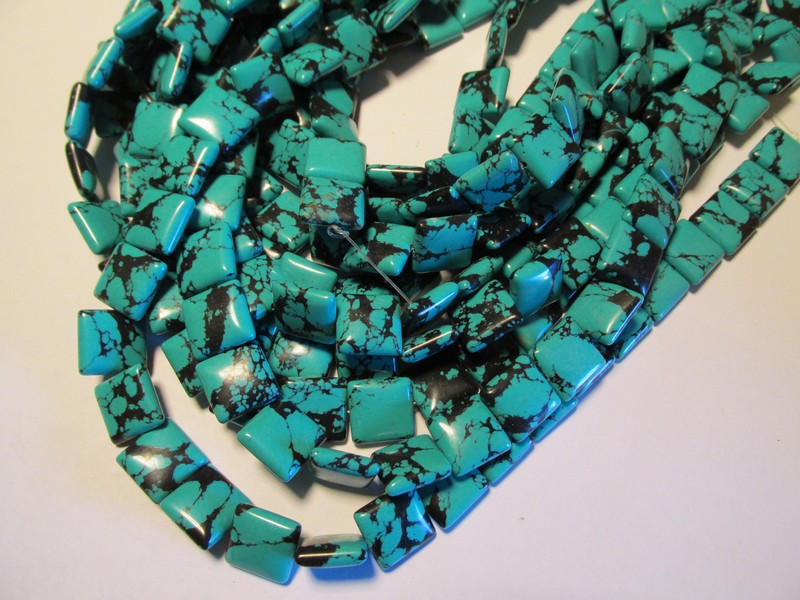 (image for) Turquoise and Black square beads #1500